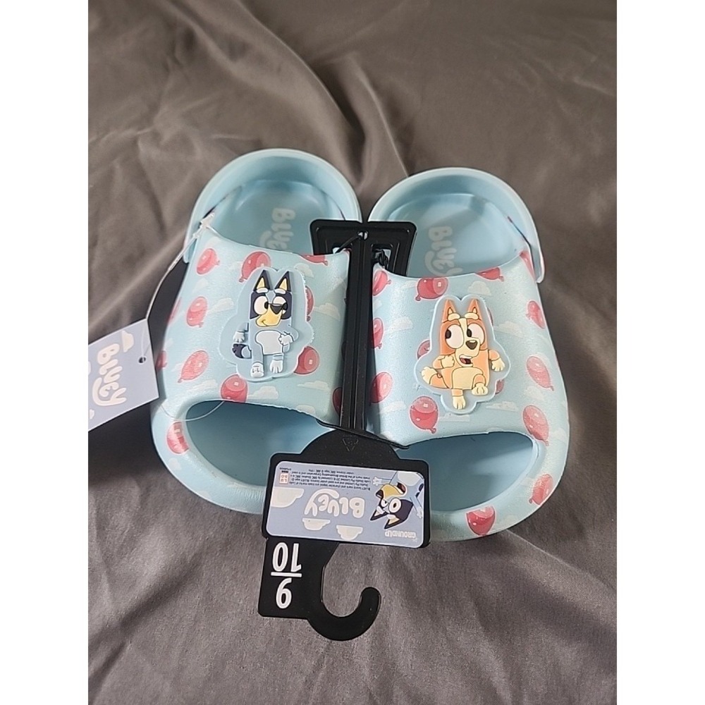 Bluey & Bingo Toddler Kids Blue Comfort Slides Size 9-10